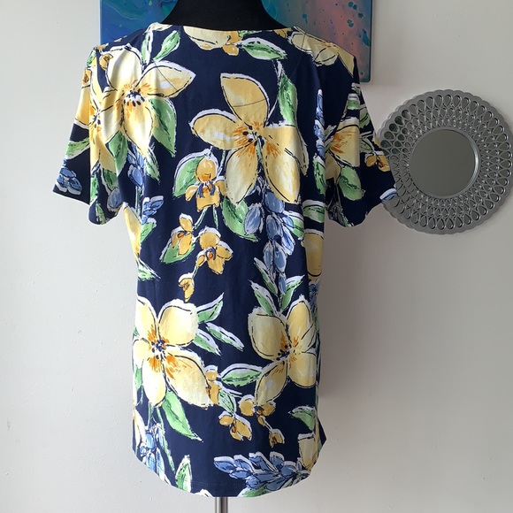 Alfred dunner short sleeve navy blue/floral Womens Small NWT - Picture 2 of 6